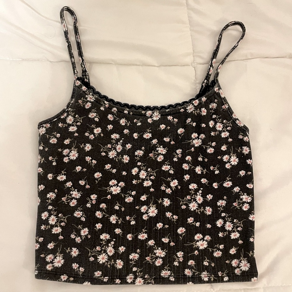 Forever 21 Black Floral Crop top